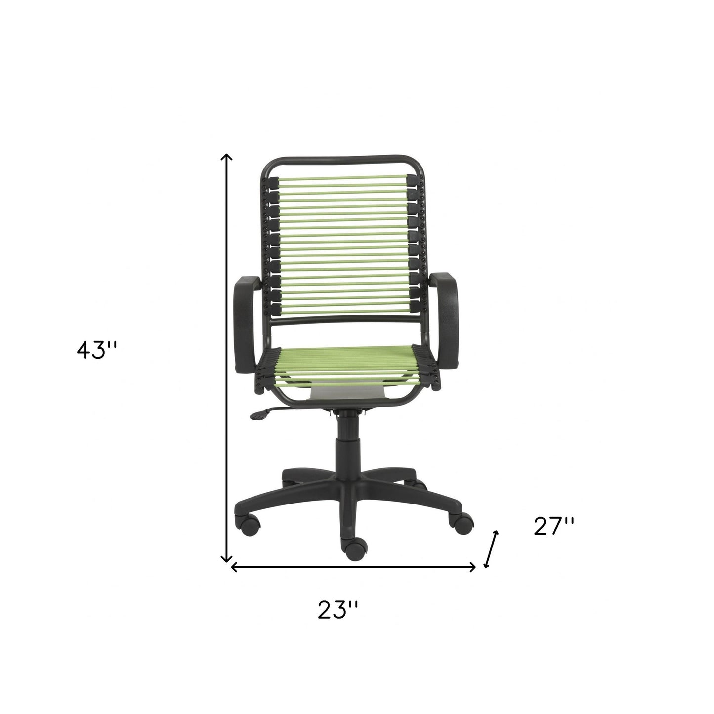 Green and Black Adjustable Swivel Bungee Rolling Office Chair