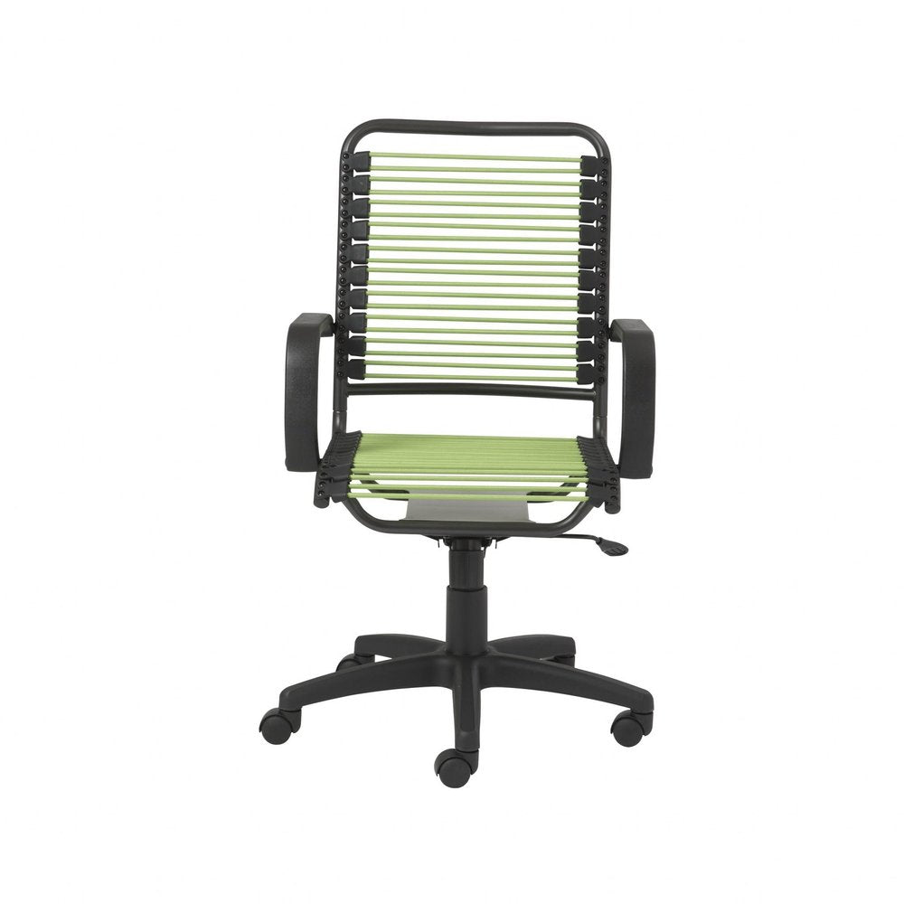 Green and Black Adjustable Swivel Bungee Rolling Office Chair