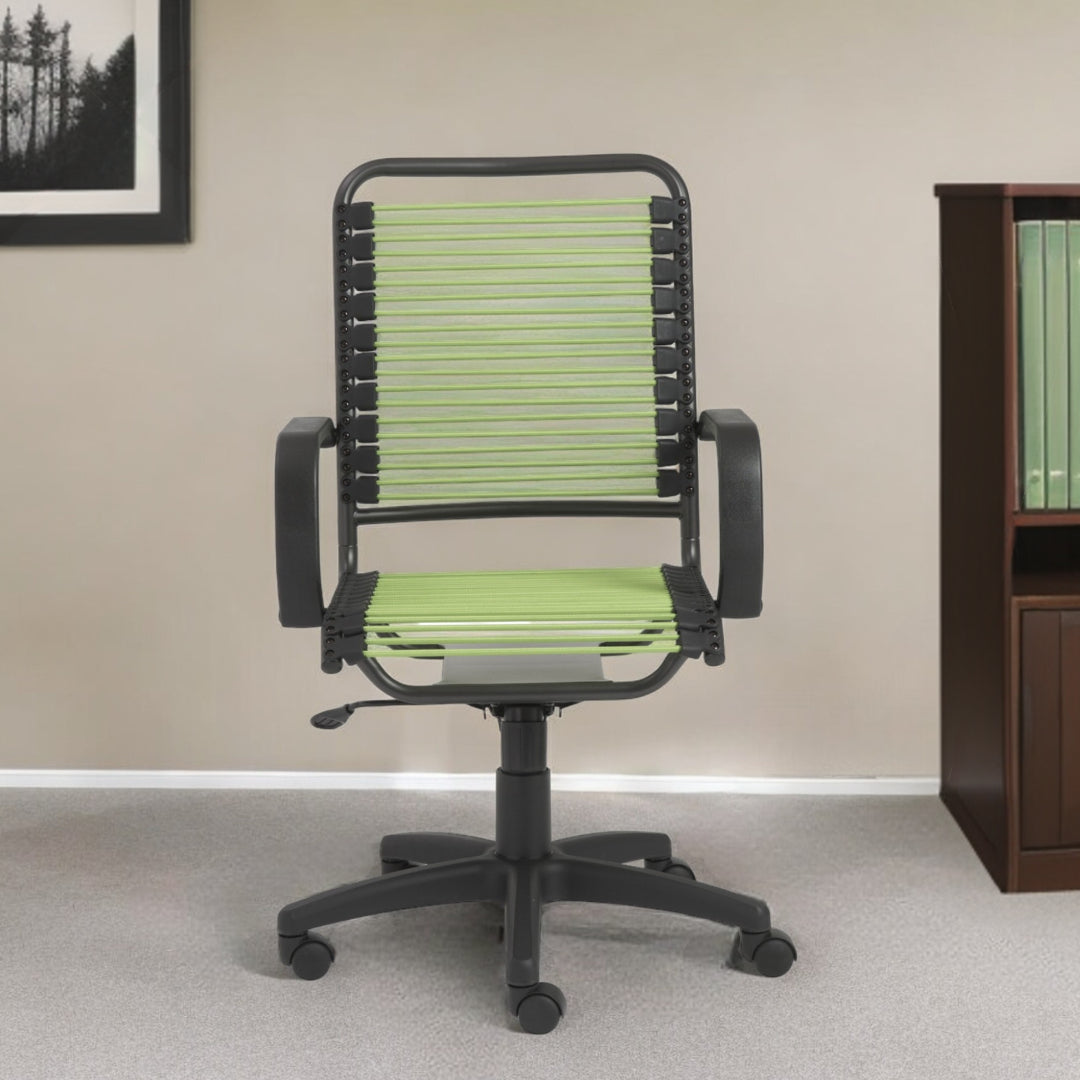 Green and Black Adjustable Swivel Bungee Rolling Office Chair