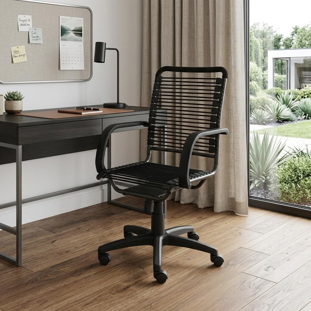 Black Adjustable Swivel Bungee Rolling Office Chair