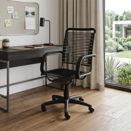 Black Adjustable Swivel Bungee Rolling Office Chair