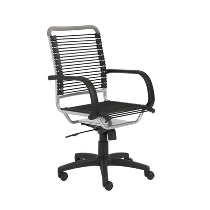 Black and Silver Adjustable Swivel Bungee Rolling Office Chair