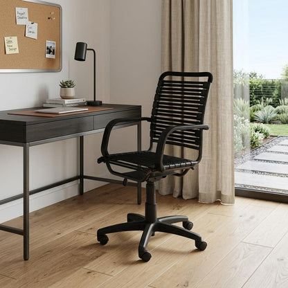 Black Adjustable Swivel Bungee Rolling Office Chair