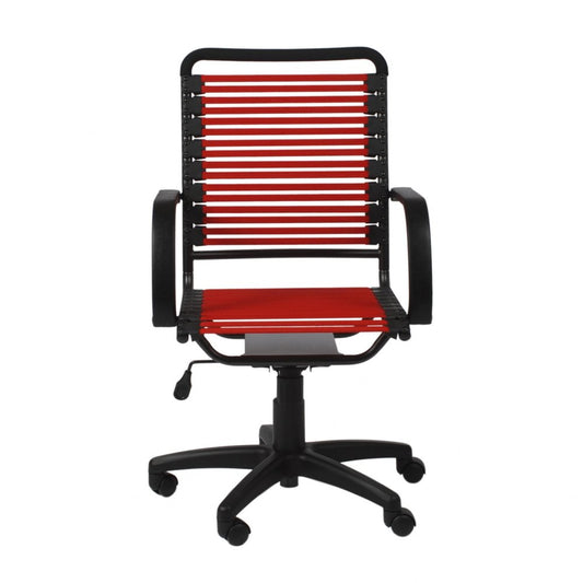 Red and Black Adjustable Swivel Bungee Rolling Office Chair