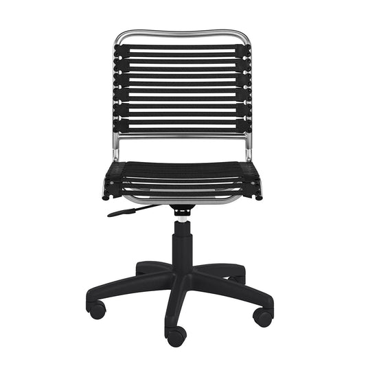 Black and Silver Adjustable Swivel Bungee Rolling Office Chair