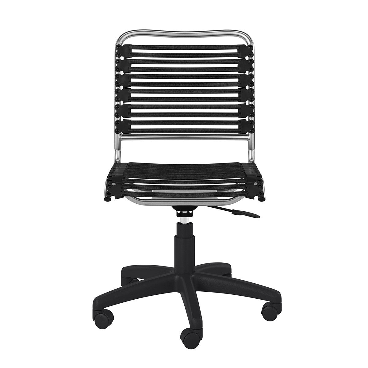 Black and Silver Adjustable Swivel Bungee Rolling Office Chair