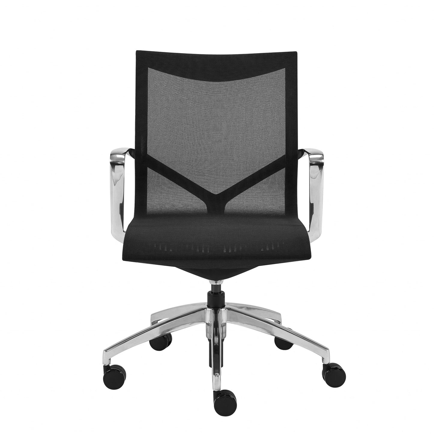 Black and Silver Adjustable Swivel Mesh Rolling Office Chair