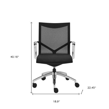 Black and Silver Adjustable Swivel Mesh Rolling Office Chair