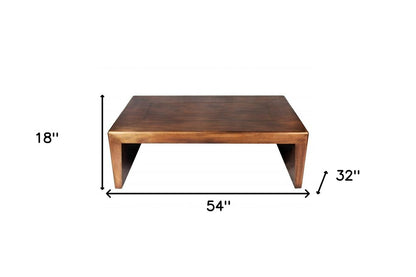 54" Copper Solid Wood and Metal Frame Coffee Table