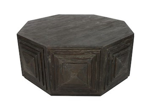 46" Brown Solid Wood Octagon Solid Coffee Table