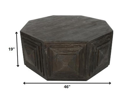 46" Brown Solid Wood Octagon Solid Coffee Table