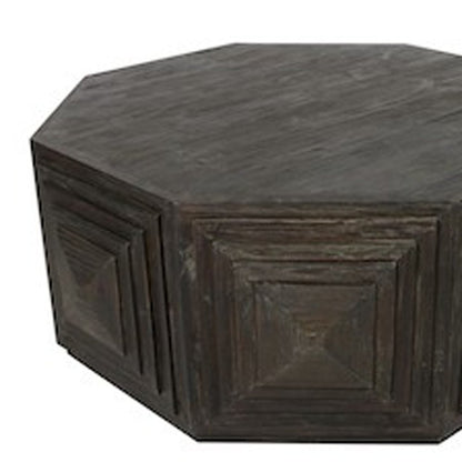 46" Brown Solid Wood Octagon Solid Coffee Table