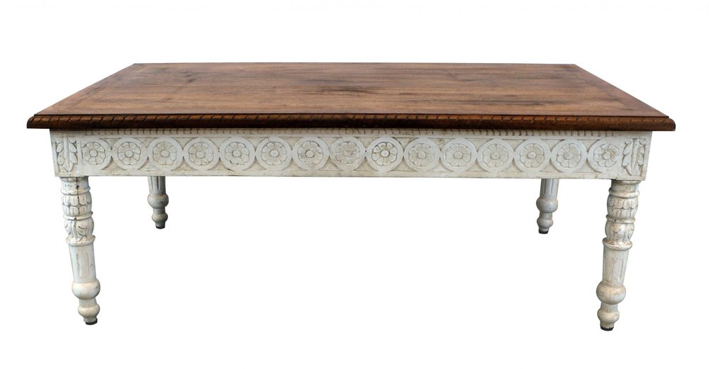48" Brown and Ivory Solid Wood Coffee Table
