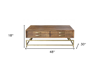 Brown and Gold Storage Coffee Table