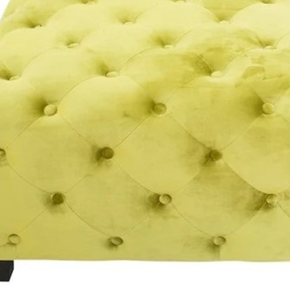 40" Green and Brown Fabric and Solid Wood Square Coffee Table