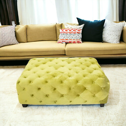 Velvety Green Modern Square Coffee Table