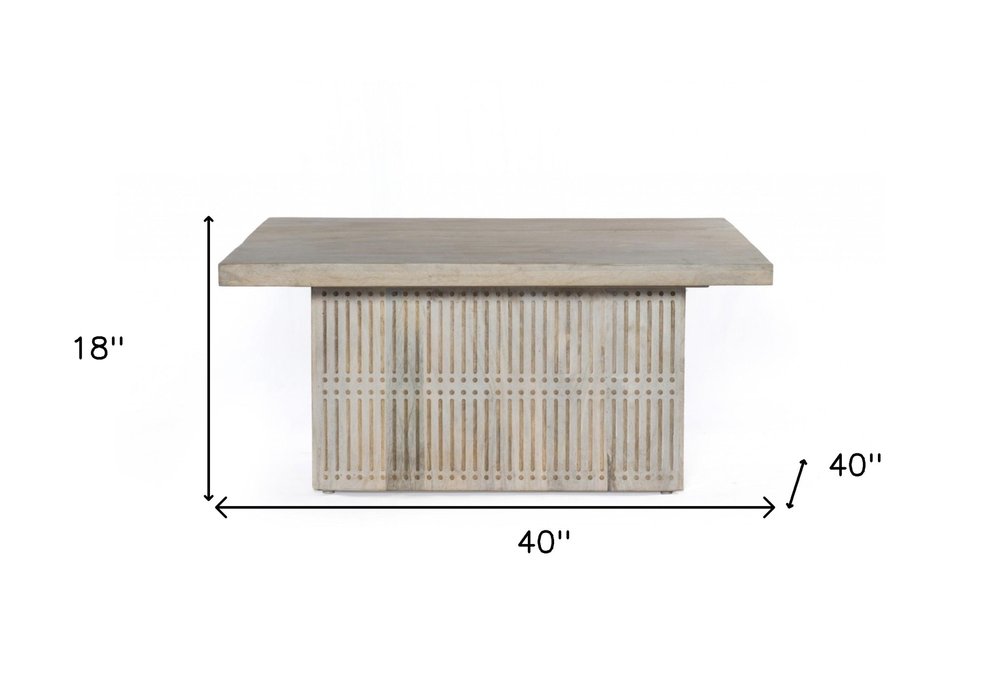 40" Ivory Solid Wood Lift Top Pedestal Coffee Table