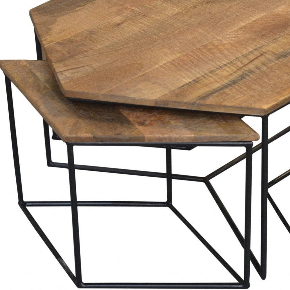 Set of 4 Geometric Wooden Coffee Tables