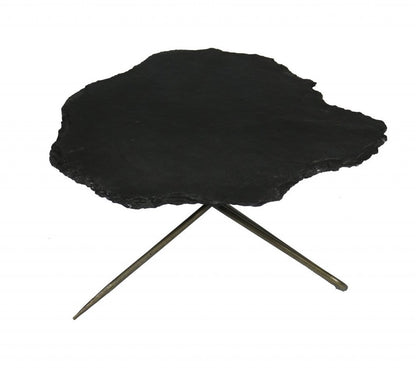 Set of Two Brown Stone and Iron Free Form Bunching Coffee Tables