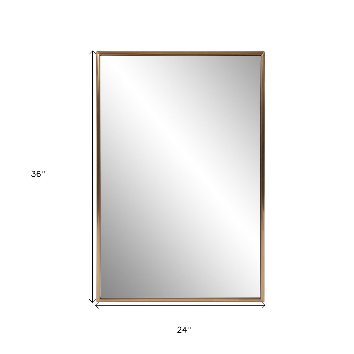 Antiqued Brushed Brass Rectangular Wall Mirror