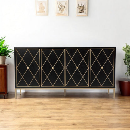 Black and Gold Harlequin Sideboard Storage Cabinet