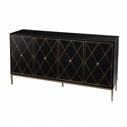 Black and Gold Harlequin Sideboard Storage Cabinet