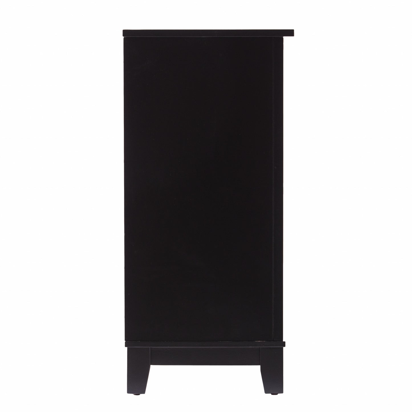 Black and Cane Bamboo Accent Storage Cabinet