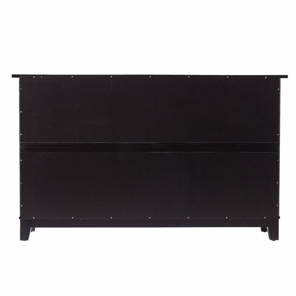 50" Black Solid Wood Two Drawer Sideboard