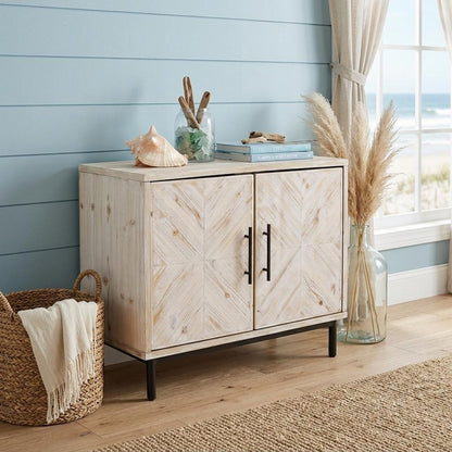 Modern Farmhouse Rustic Natural Accent Storage Cabinet