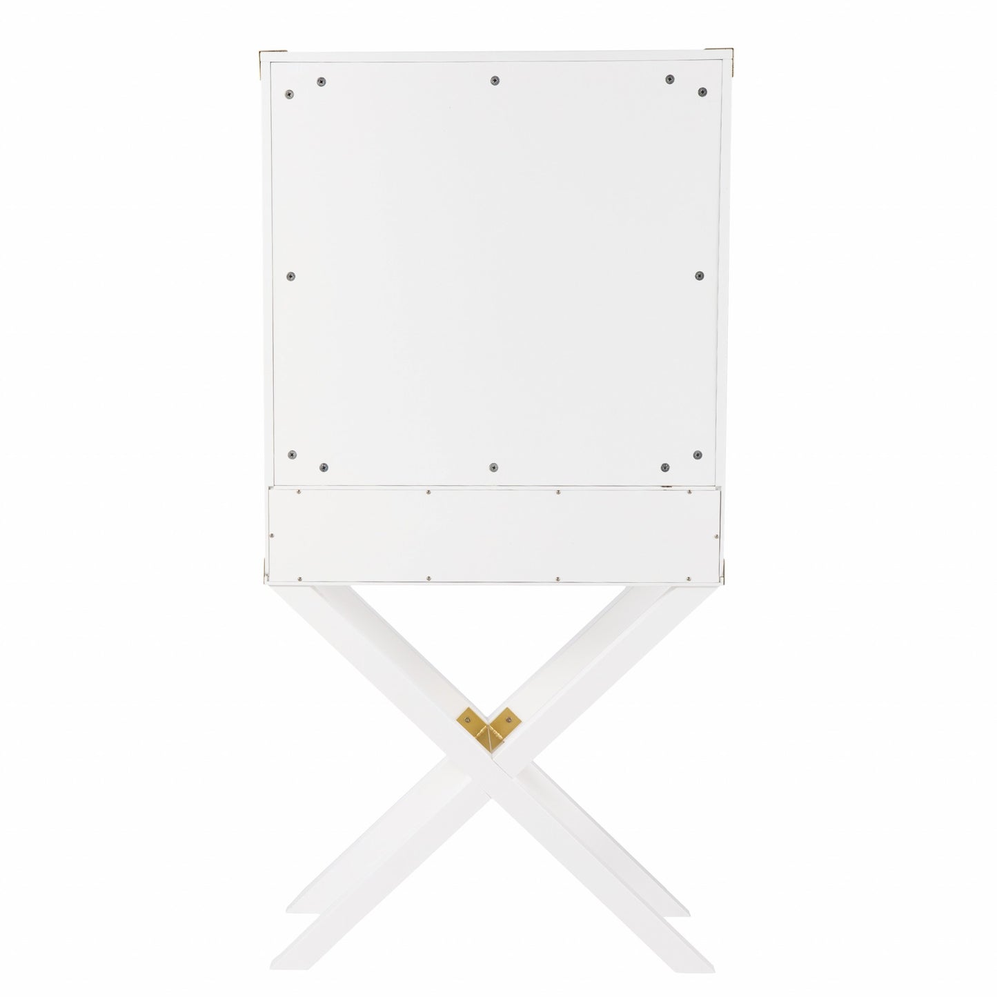 30" White Corner Display Stand With One Shelf And One Drawer