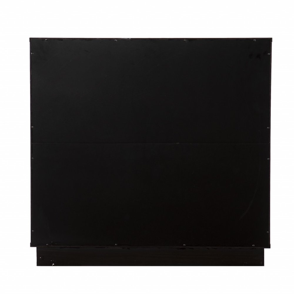 32" Dark Brown And Natural Carved Floral Sideboard with Two Doors