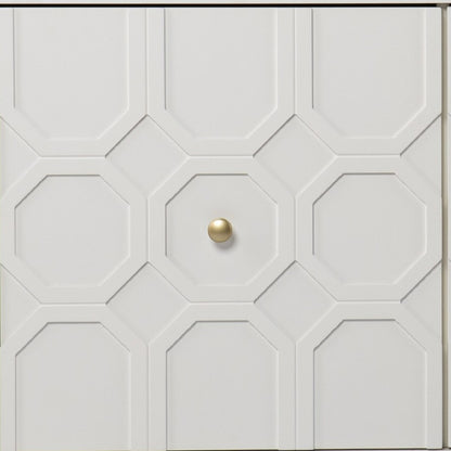 White and Gold Moroccan Dynasty Two Door Accent Cabinet