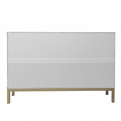 40" White Carved Geometric Sideboard with Two Doors