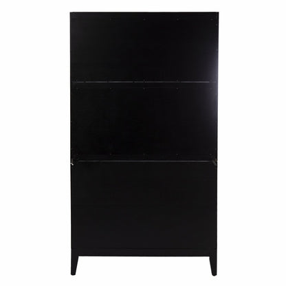 70" Black Wood Three Door Three Drawer