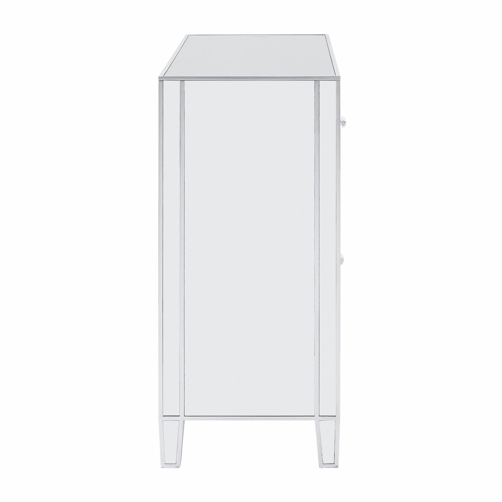 40" Silver Glass Three Drawer Sideboard with Three Doors