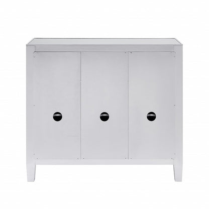 40" Silver Glass Three Drawer Sideboard with Three Doors