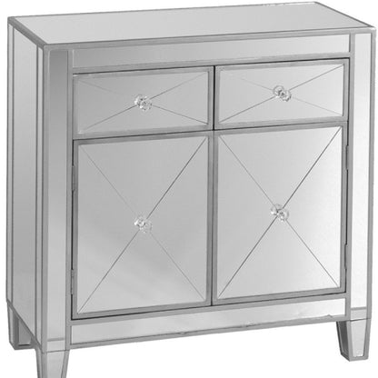 Glamorous Mirrored Bling Two Door Storage Accent Cabinet