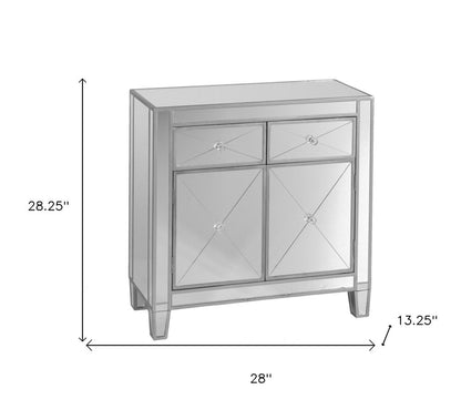 Glamorous Mirrored Bling Two Door Storage Accent Cabinet