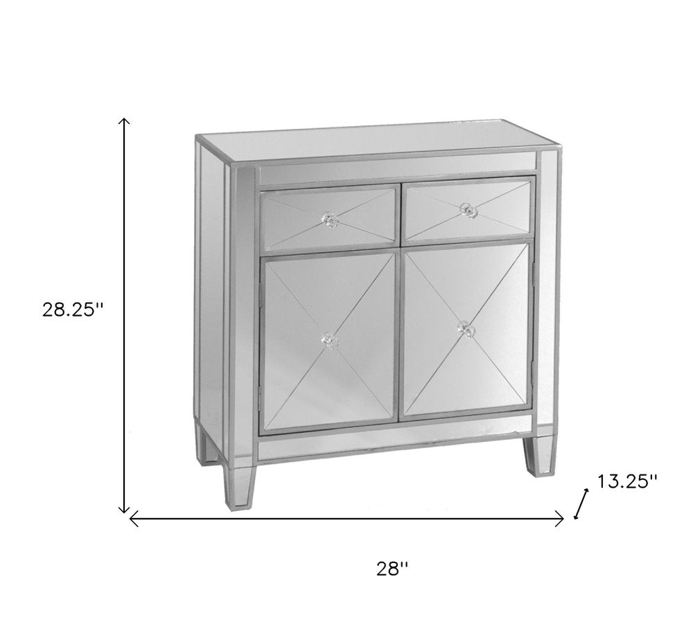 Glamorous Mirrored Bling Two Door Storage Accent Cabinet