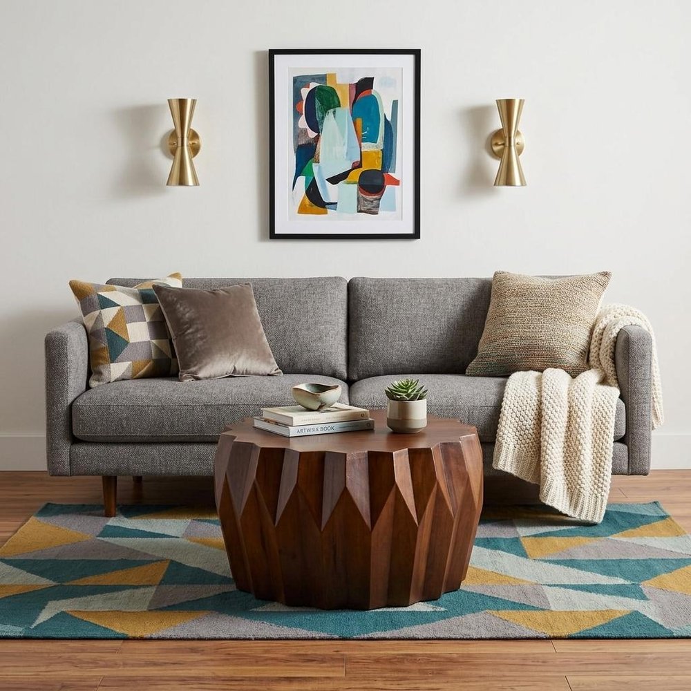 29" Brown Solid Wood Octagon Coffee Table