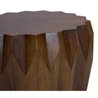 32" Brown Solid Wood Free Form Drum Coffee Table