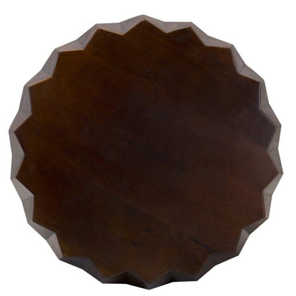32" Brown Solid Wood Free Form Drum Coffee Table