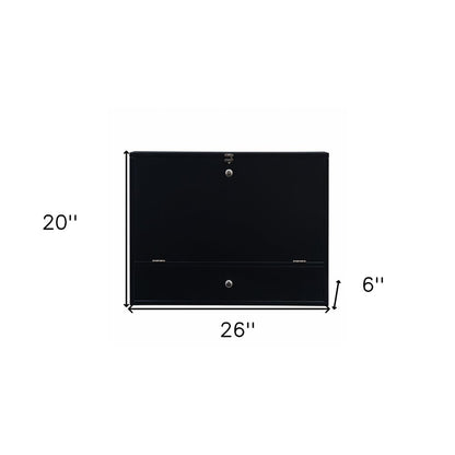 26" Black Wood Wall Mounted Folding Floating Desk