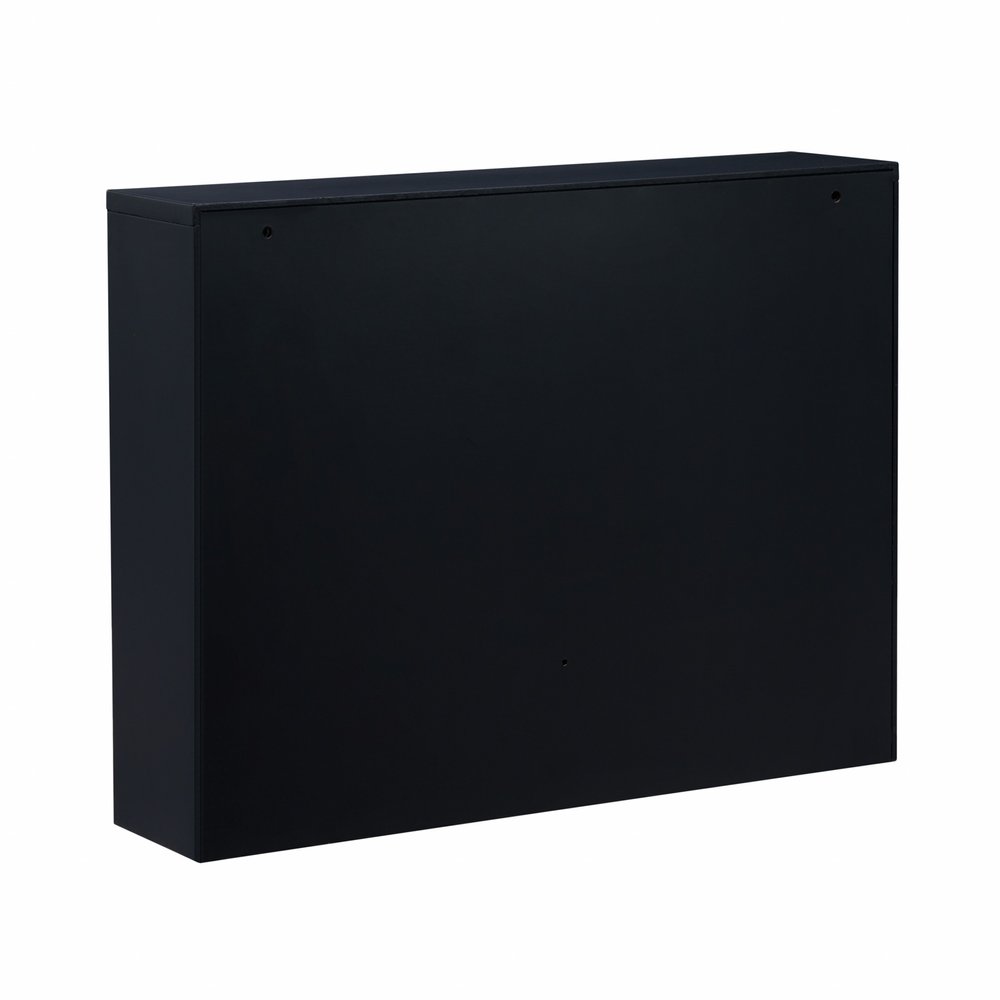 26" Black Wood Wall Mounted Folding Floating Desk