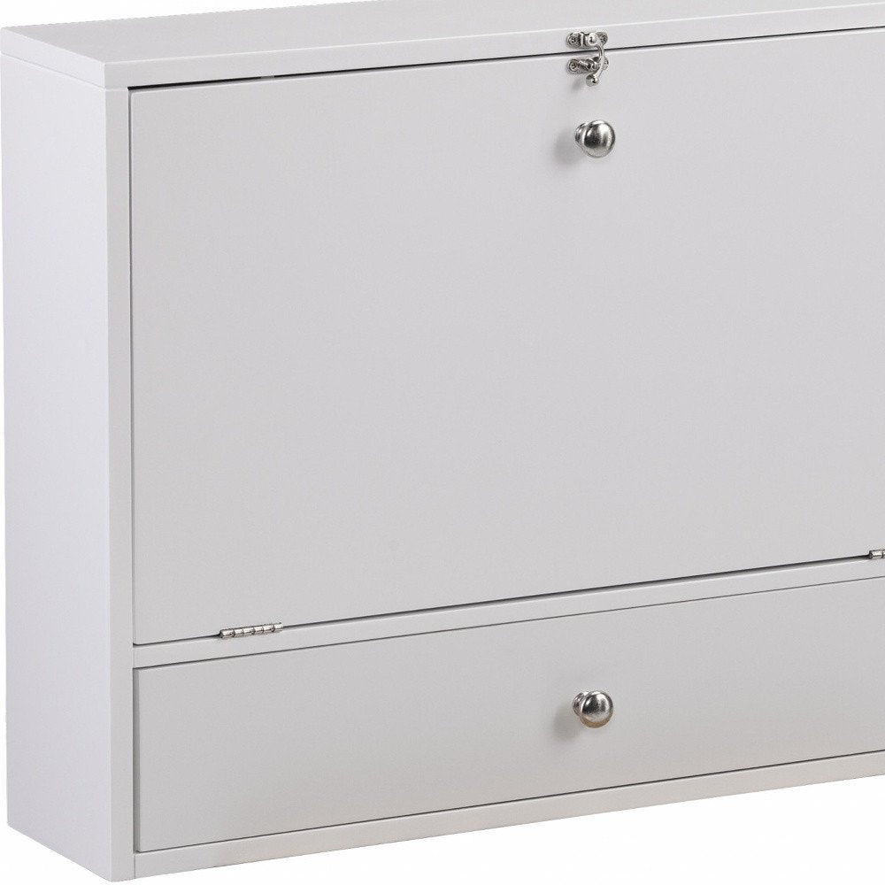 26" White Wall Mounted Floating Desk