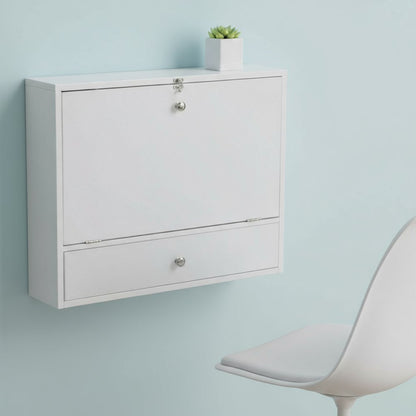 26" White Wall Mounted Floating Desk