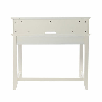 42" White Wood Trestle Secretary Desk With Four Drawers