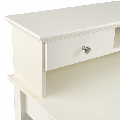 42" White Wood Trestle Secretary Desk With Four Drawers