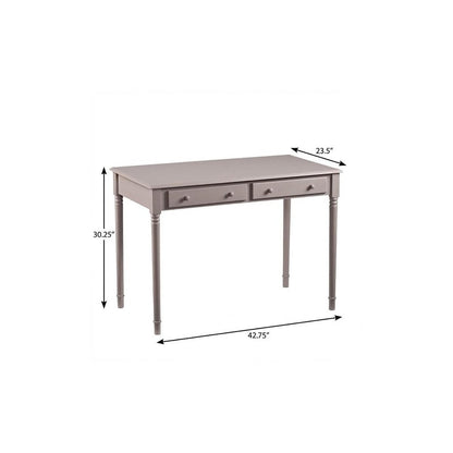 43" Gray Solid Wood Writing Desk With Two Drawers