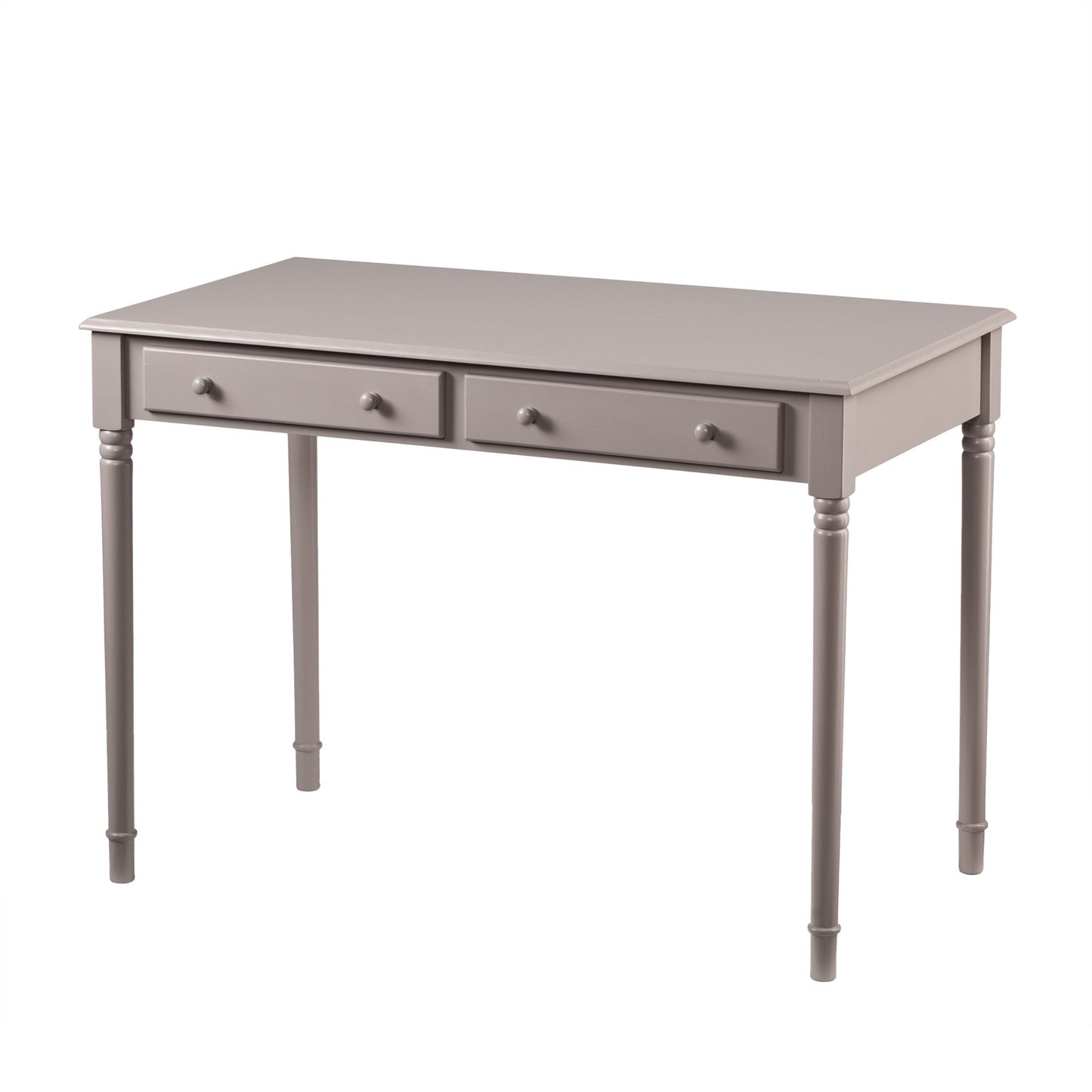 43" Gray Solid Wood Writing Desk With Two Drawers